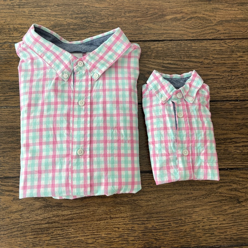 EUC Gymboree “Dad and Son” Matching Long Sleeve Button Up Shirts